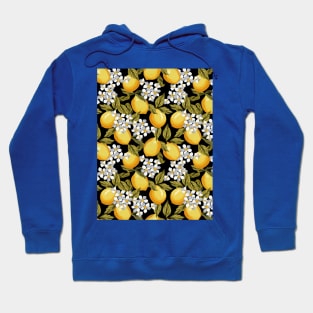 Lemons Pattern On Black Hoodie